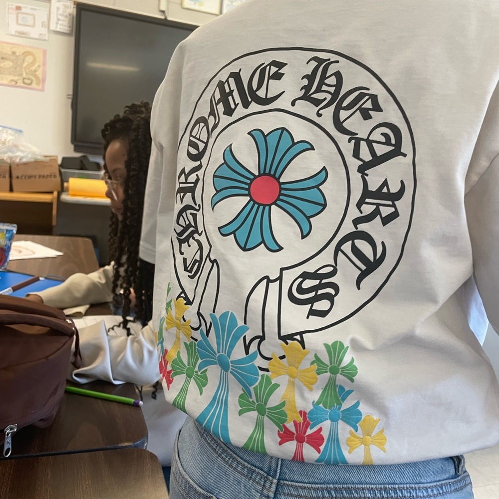 Chrome Hearts White Long Sleeve with Floral Graphics
